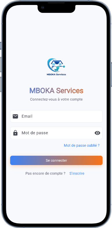 Écran d'accueil de l'application
